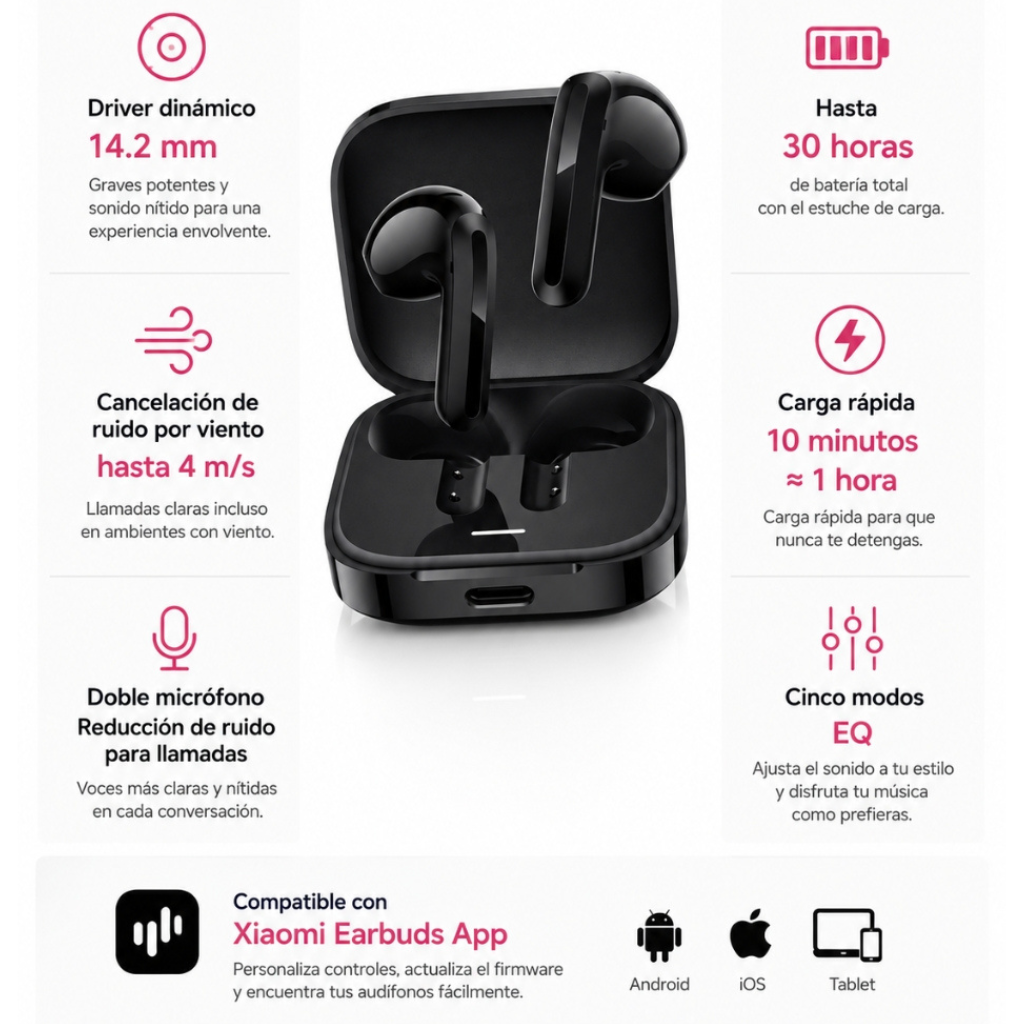 Xiaomi Redmi Buds 6 Active + Smartwatch Deportivo HD
