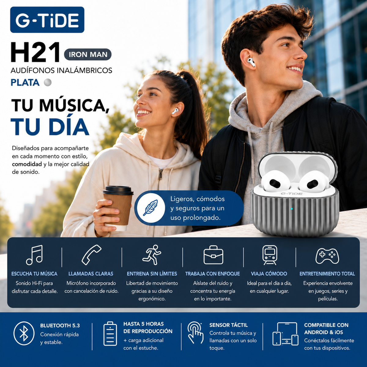 SMARTWATCH XIAOMI REDMI WACTH 6 ACTIVE (PLATA) +BOCINA XIAOMI SOUND POCKET (AZUL)+AUDIFONOS G-TIDE H21 (PLATA)