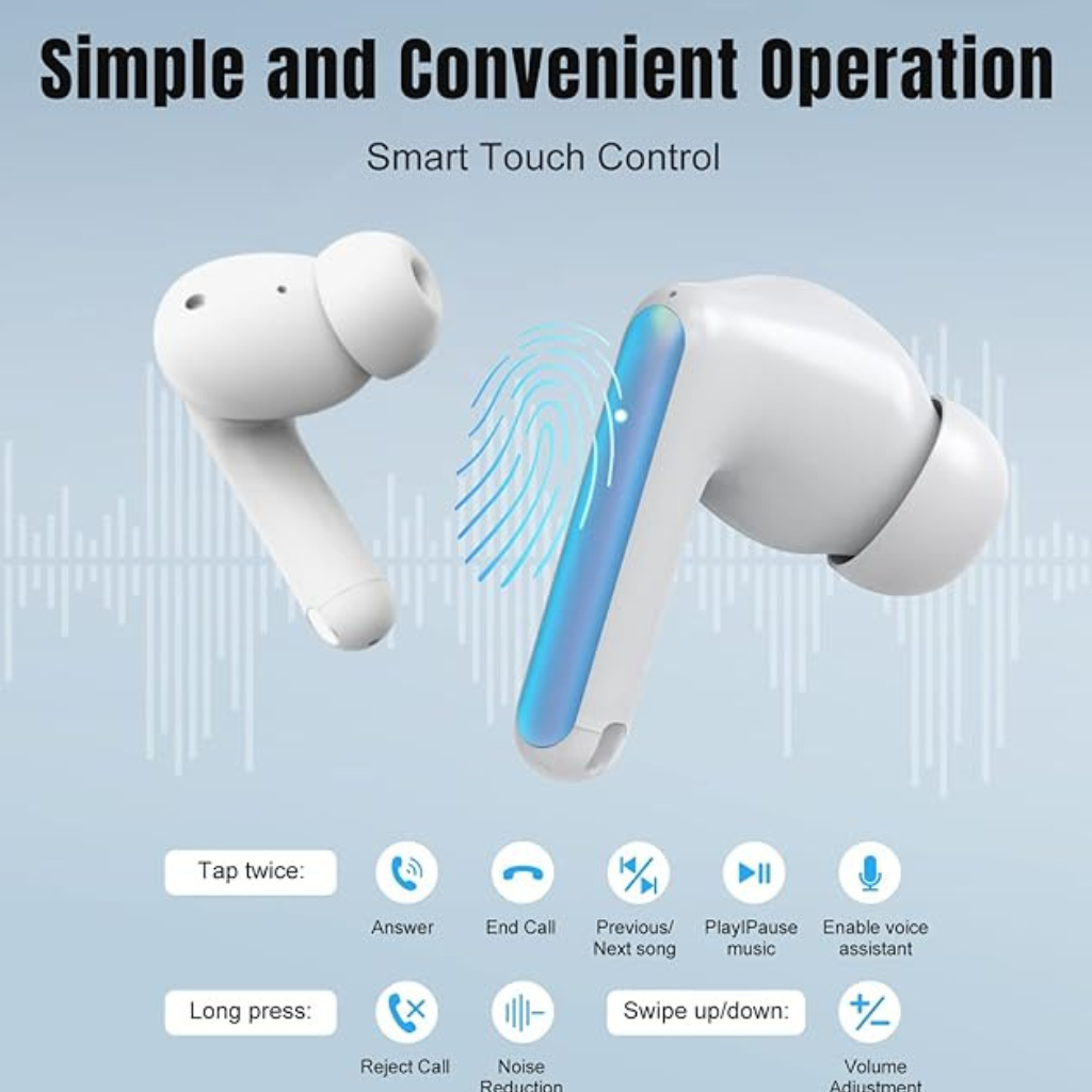 Audífonos Bluetooth  TECNO SONIC cancelación ruido, 22 horas de batería.BLANCOS
