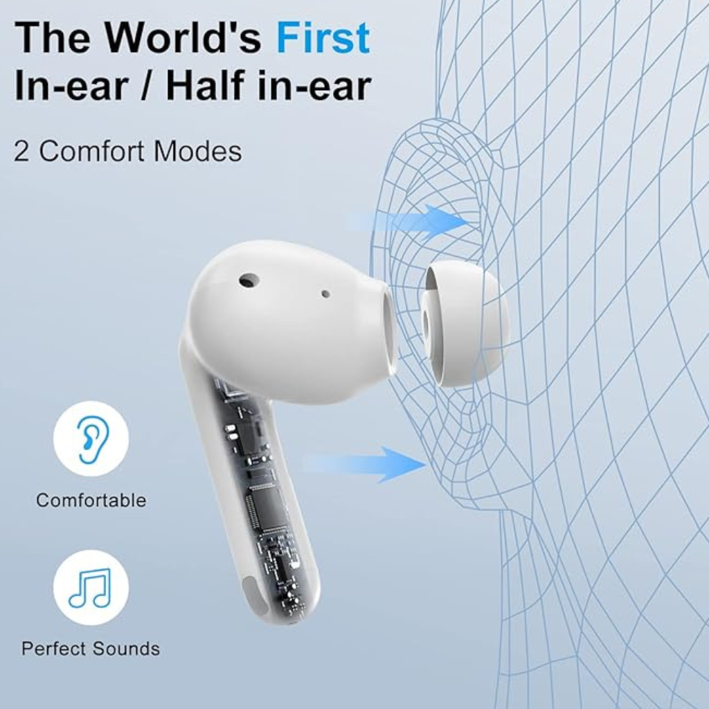 Audífonos Bluetooth  TECNO SONIC cancelación ruido, 22 horas de batería.BLANCOS