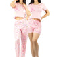 Pijama De 3 Piezas Mujer Pantalon Short Y Playera A Juego