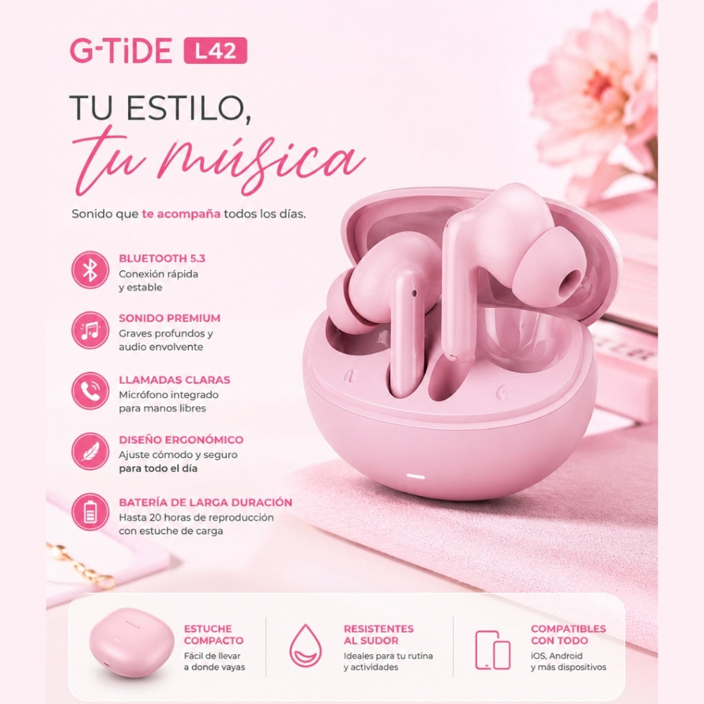 Smartwatch FUTUREM FM13 (Rosa) + Audífonos G-Tide L42 (Rosa)