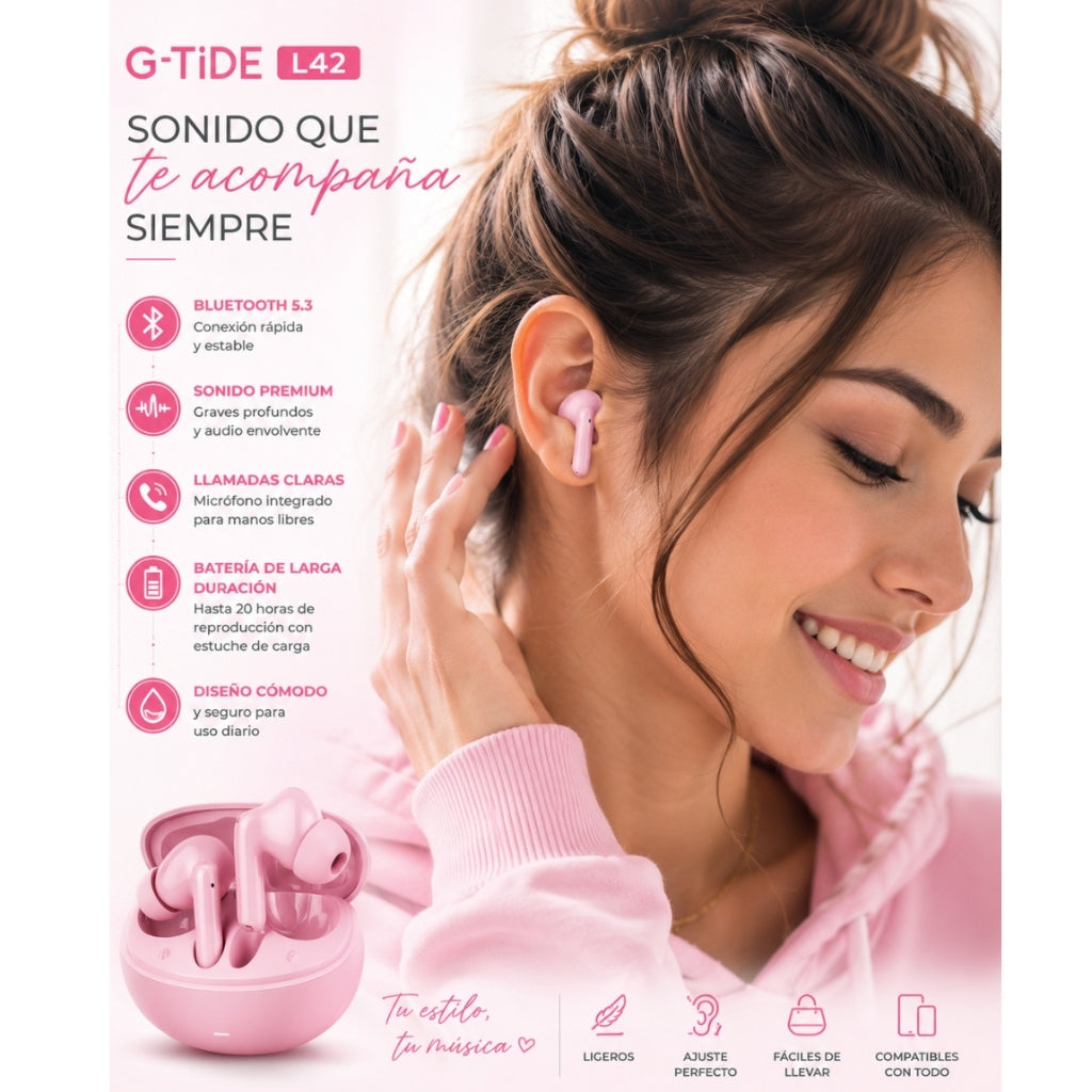 Smartwatch FUTUREM FM13 (Rosa) + Audífonos G-Tide L42 (Rosa)