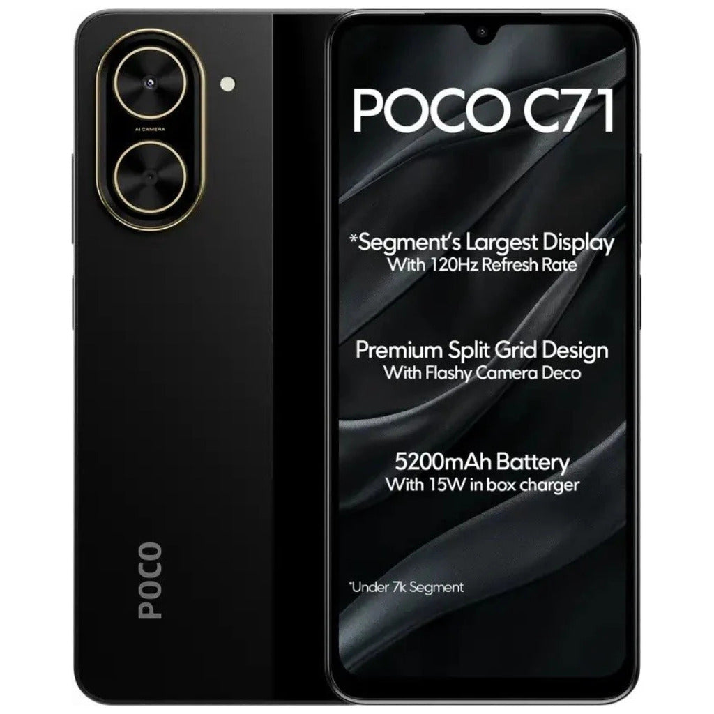 Smartphone XIAOMI POCO C71 4/128 GB Negro+Smartwatch FILWANS GTR Lite Negro+ Power bank Xiaomi FastCharger 18w 20 000 mHa