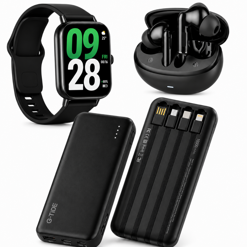 SMARTWATCH WATCH 5 ACTIVE (NEGRA) + AUDIFONOS G-TIDE L42 (NEGRO) + POWER BANCK G-TIDE P1 (NEGRA)