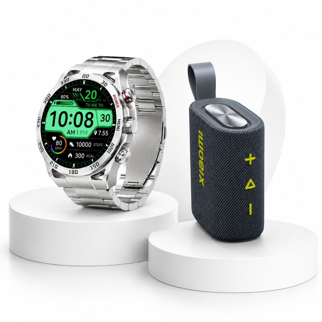 BOCINA XIAOMI SOUND POCKET (AZUL) CON SMARTWATCH FILWANS GTR (PLATA)