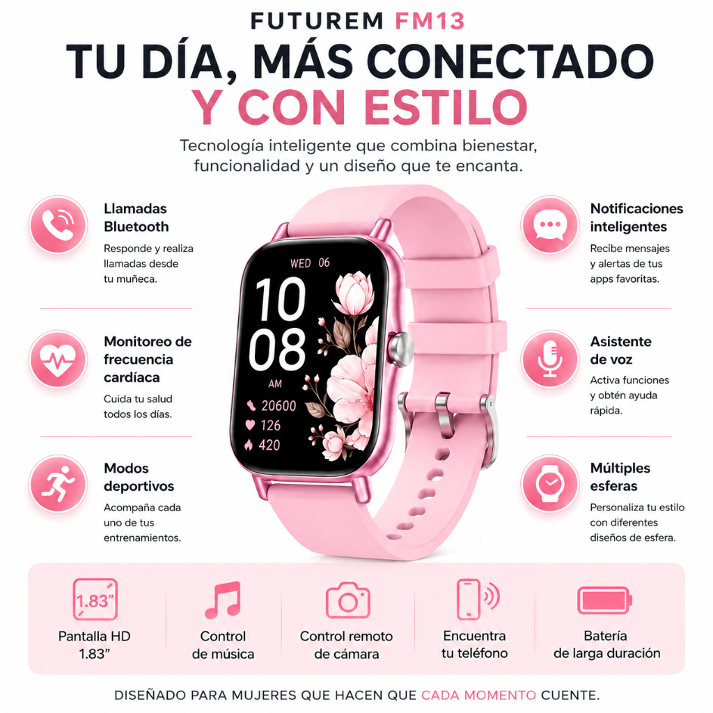 BOCINA XIAOMI SOUND POCKET (ROSA) + SMARTWATCH FUTUREM FM13 (ROSA)