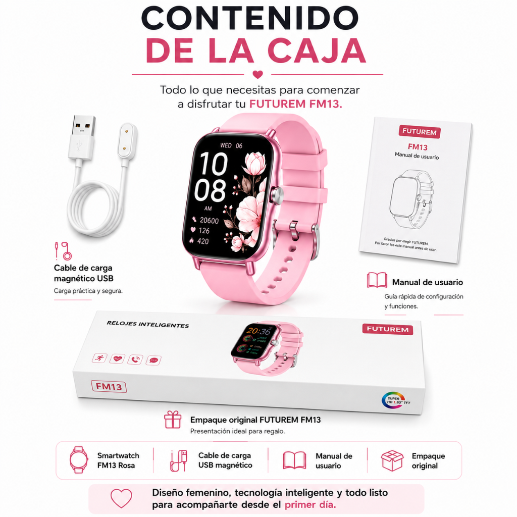 BOCINA XIAOMI SOUND POCKET (ROSA) + SMARTWATCH FUTUREM FM13 (ROSA)
