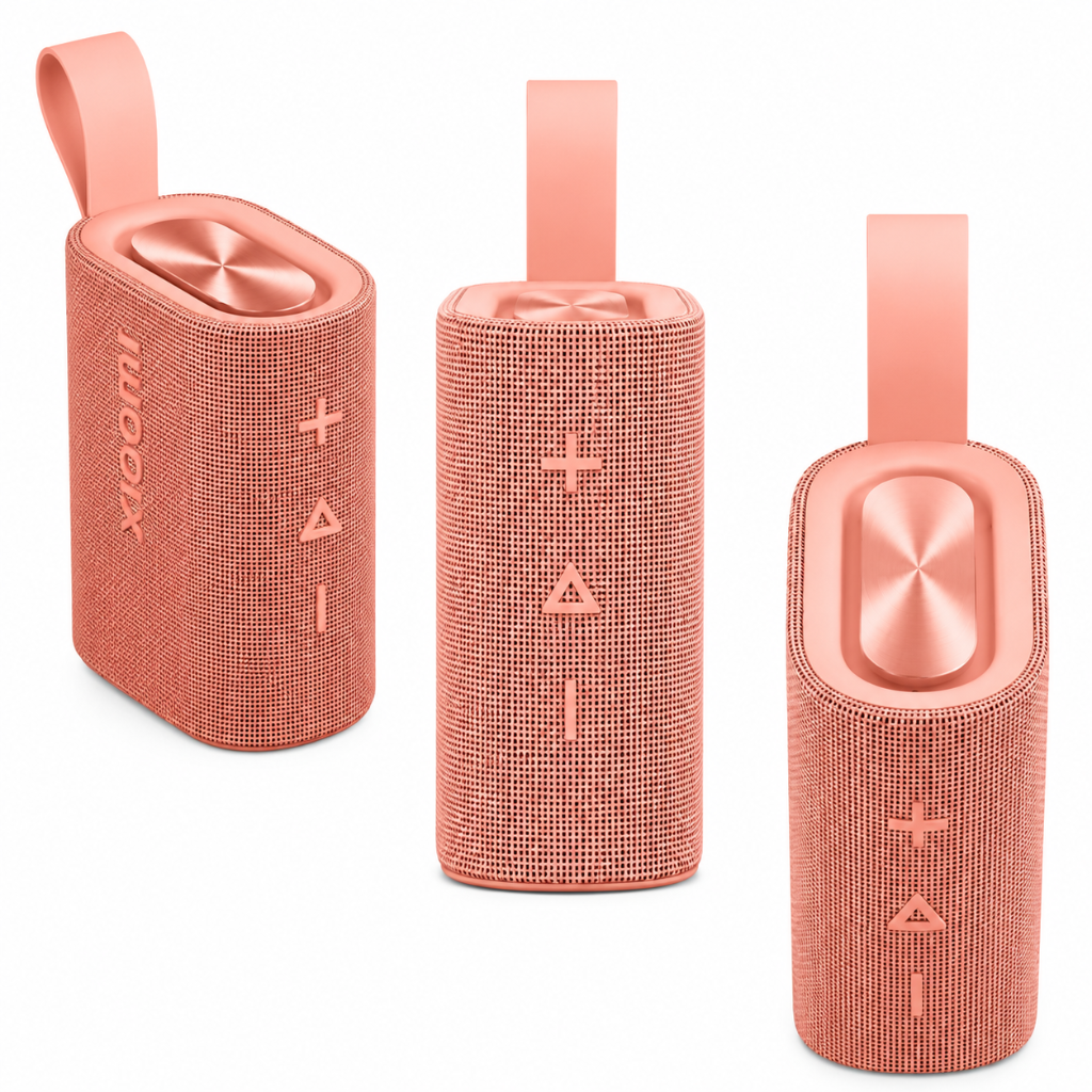 BOCINA XIAOMI SOUND POCKET (ROSA) + SMARTWATCH FUTUREM DW01 (DORADA) Y POWERBANK G-TIDE P1 (BLANCA)