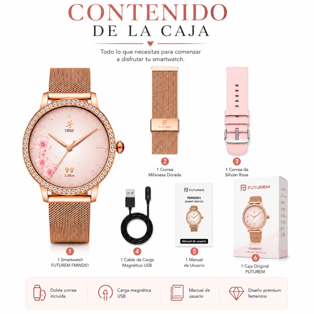 BOCINA XIAOMI SOUND POCKET (ROSA) + SMARTWATCH FUTUREM DW01 (DORADA) Y POWERBANK G-TIDE P1 (BLANCA)