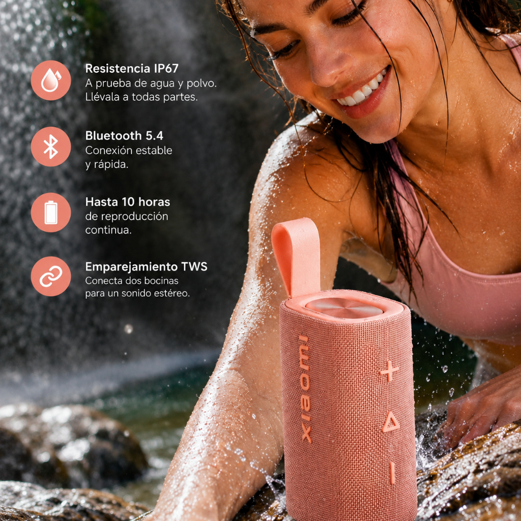 BOCINA XIAOMI SOUND POCKET (ROSA) + SMARTWATCH G-TIDE R5 (DORADA)