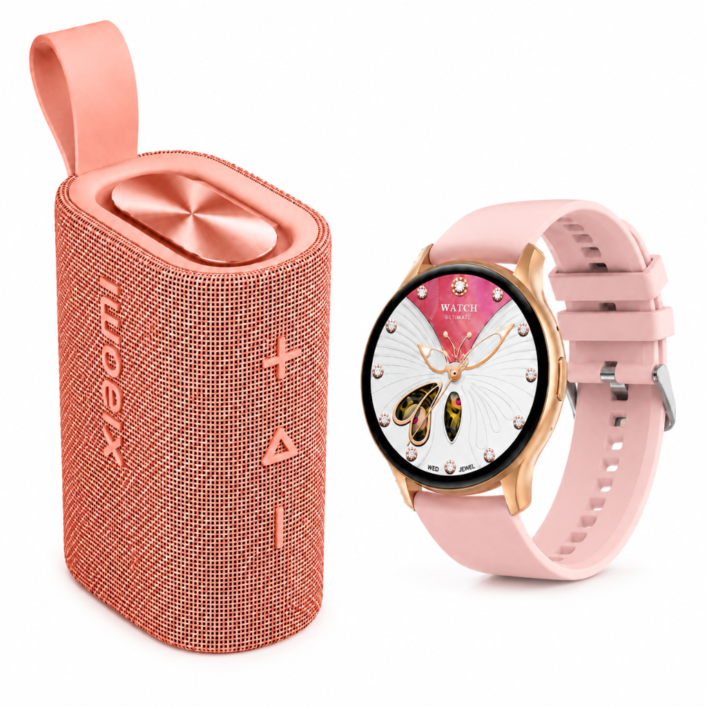 BOCINA XIAOMI SOUND POCKET (ROSA) + SMARTWATCH G-TIDE R5 (DORADA)