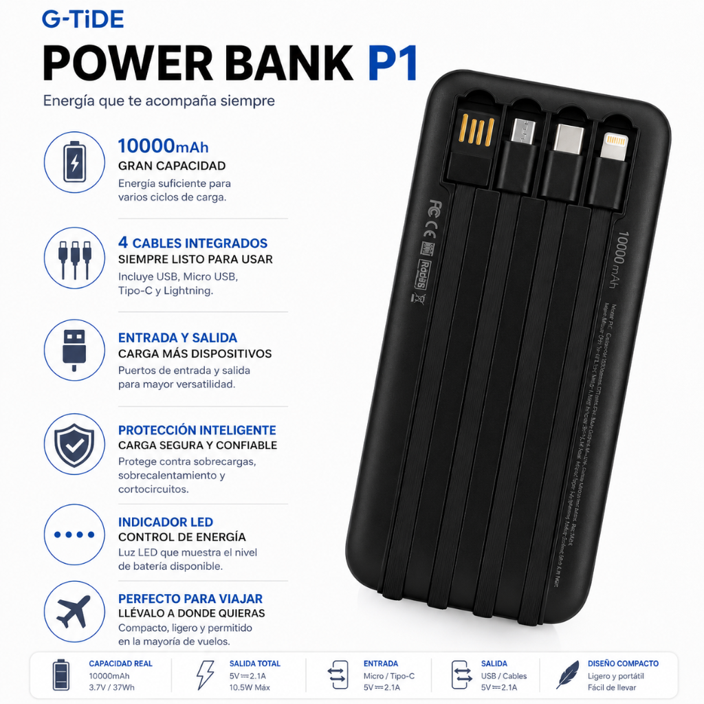 SMARTWATCH G-TIDE R5 (NEGRA) + POWER BANK G-TIDE P1 (NEGRA)