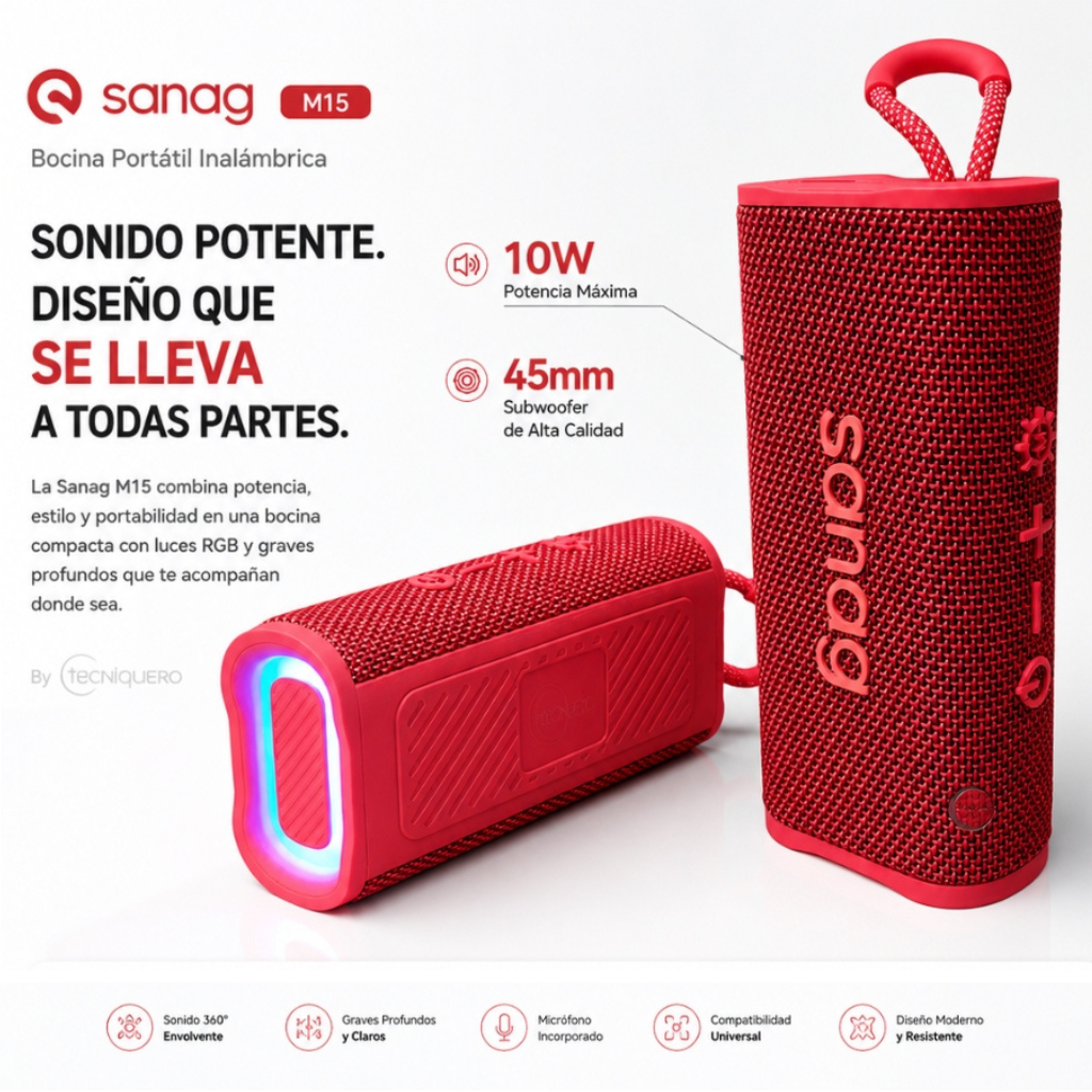 Bocina Sanag M15 + Smartwatch Futurem FM13 + Audífonos G-Tide L42