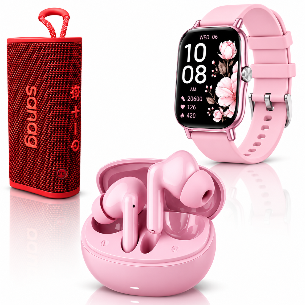 Bocina Sanag M15 + Smartwatch Futurem FM13 + Audífonos G-Tide L42
