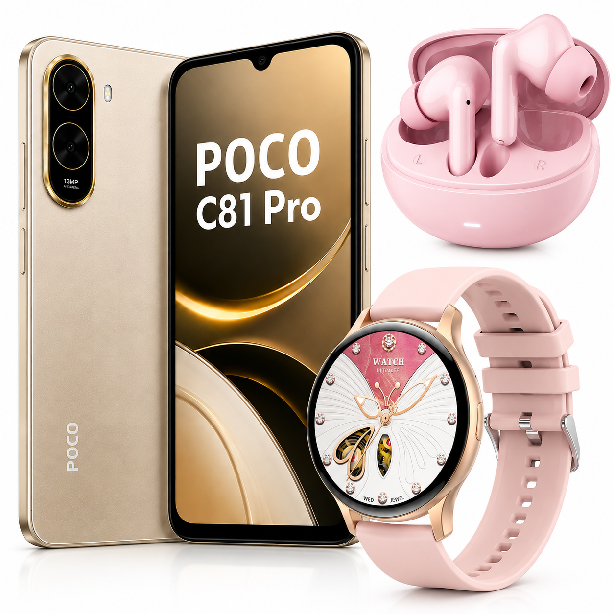 Xiaomi POCO C81 Pro + Smartwatch G-Tide R5 + Audífonos G-Tide L42