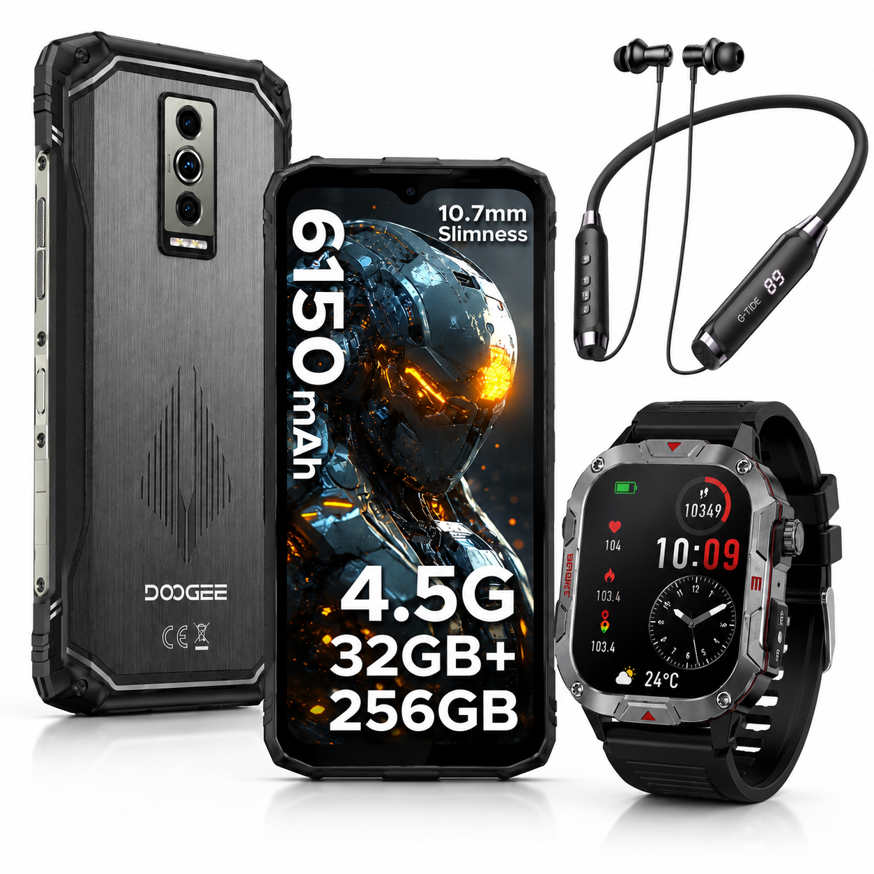 SMARTPHONE DOOGE BLASE 10 PRO ENERGY + SMARTWACTH ESTILO MILITAR+ AUDIFONOS G-TIDE EG22
