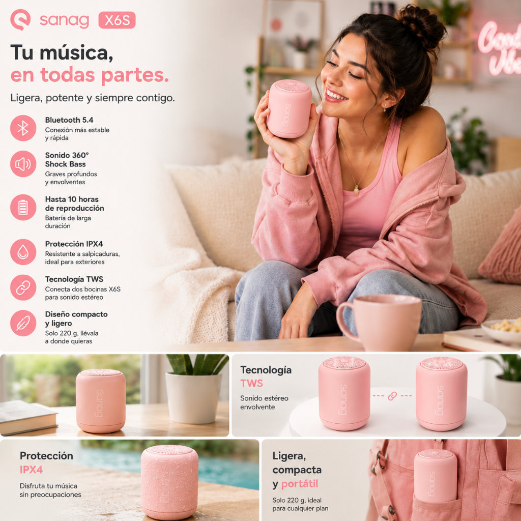 Xiaomi POCO C81 Pro + Smartwatch Elegante Rosé + Bocina Bluetooth Sanag X6S