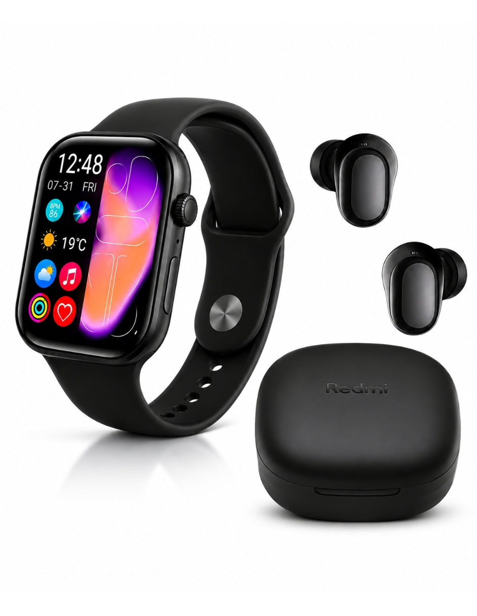 AUDIFONOS REDMI BUDS 6 PLAY (NEGRO) + SMARTWATCH MICROWEAR WATCH S11