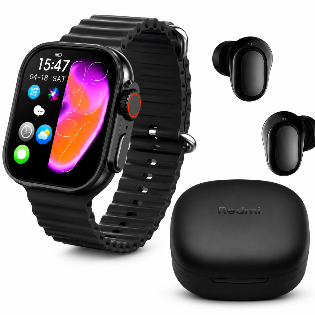 AUDIFONOS BUDS 6 PLAY (NEGRO) + SMARTWATCH MICROWEAR U5