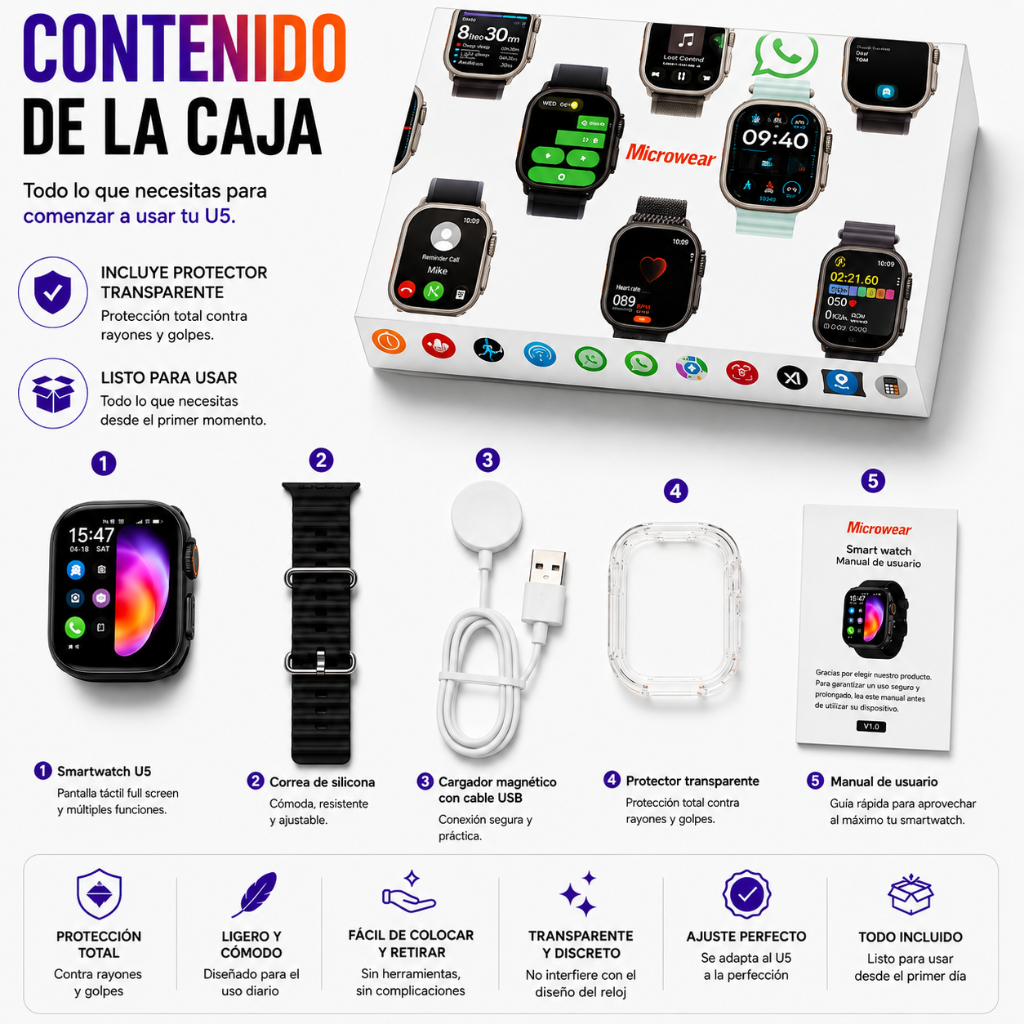 AUDIFONOS G-TIDE EG22 (NEGRO) + SMARTWATCH MICROWEAR U5