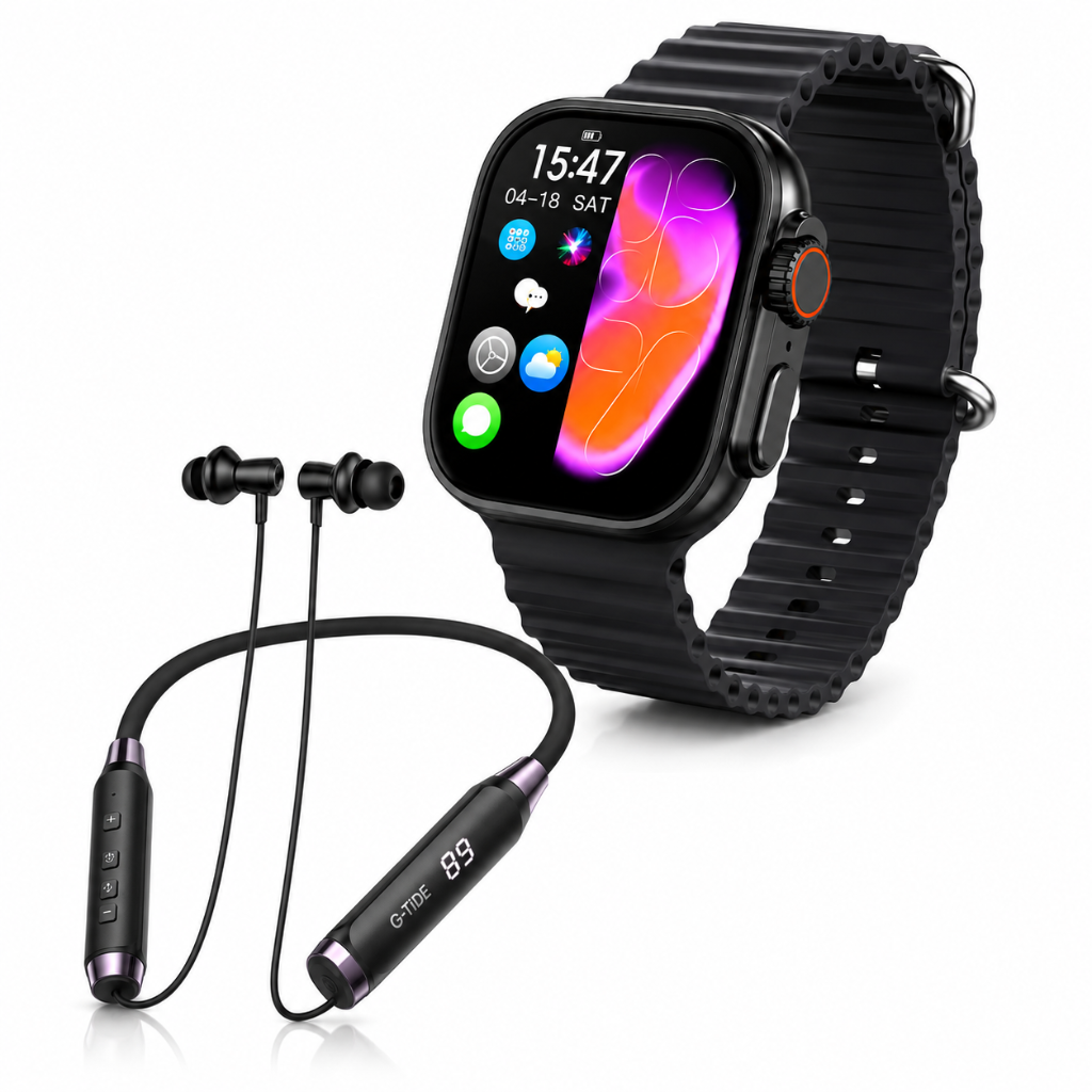 AUDIFONOS G-TIDE EG22 (NEGRO) + SMARTWATCH MICROWEAR U5