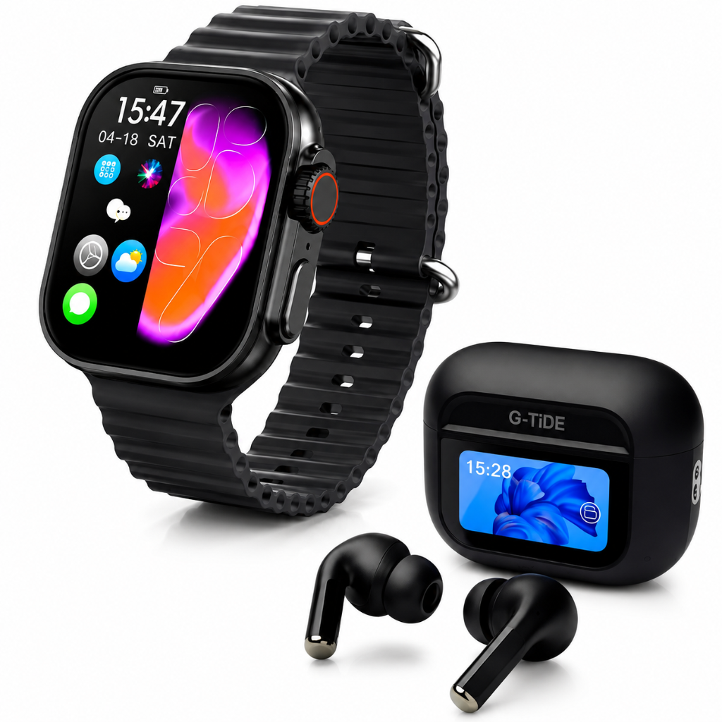 AUDIFONOS G-TIDE FUTURE POD (NEGRO) + SMARTWATCH MICROWEAR U5