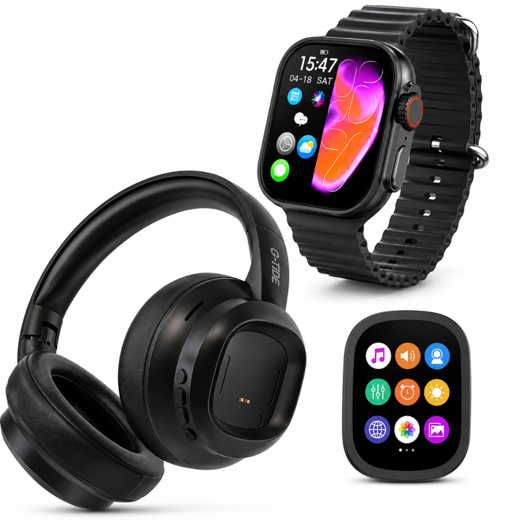 AUDIFONOS G-TIDE FUTURE LOOPS (NEGRO) + SMARTWATCH MICROWEAR U5