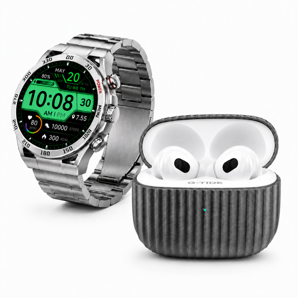 SMARTWATCH FILWANS GTR (PLATA) + AUDIFONOS G-TIDE H21 (METAL)