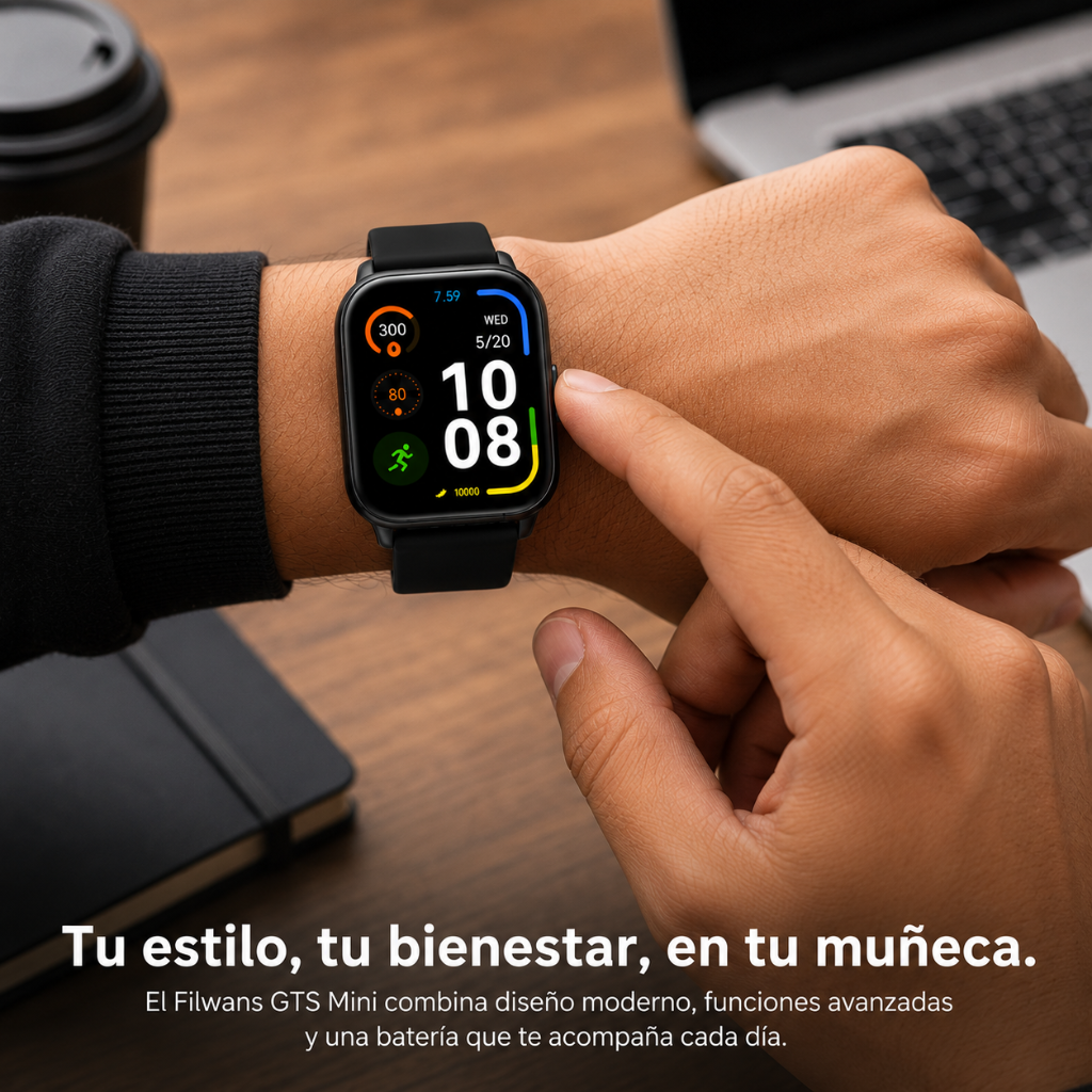 SMARTWATCH FILWANS GTS MINI (AZUL) + AUDIFONOS REDMI BUDS 6 PLAY (NEGRO)