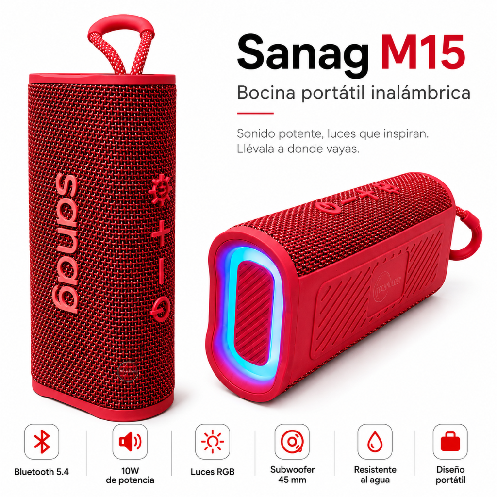 AUDIFONOS REDMI BUDS 6 PLAY (ROSA) + SMARTWATCH FILWANS GTS MINI (DORADA) + BOCINA SANAG M15 (ROJA)