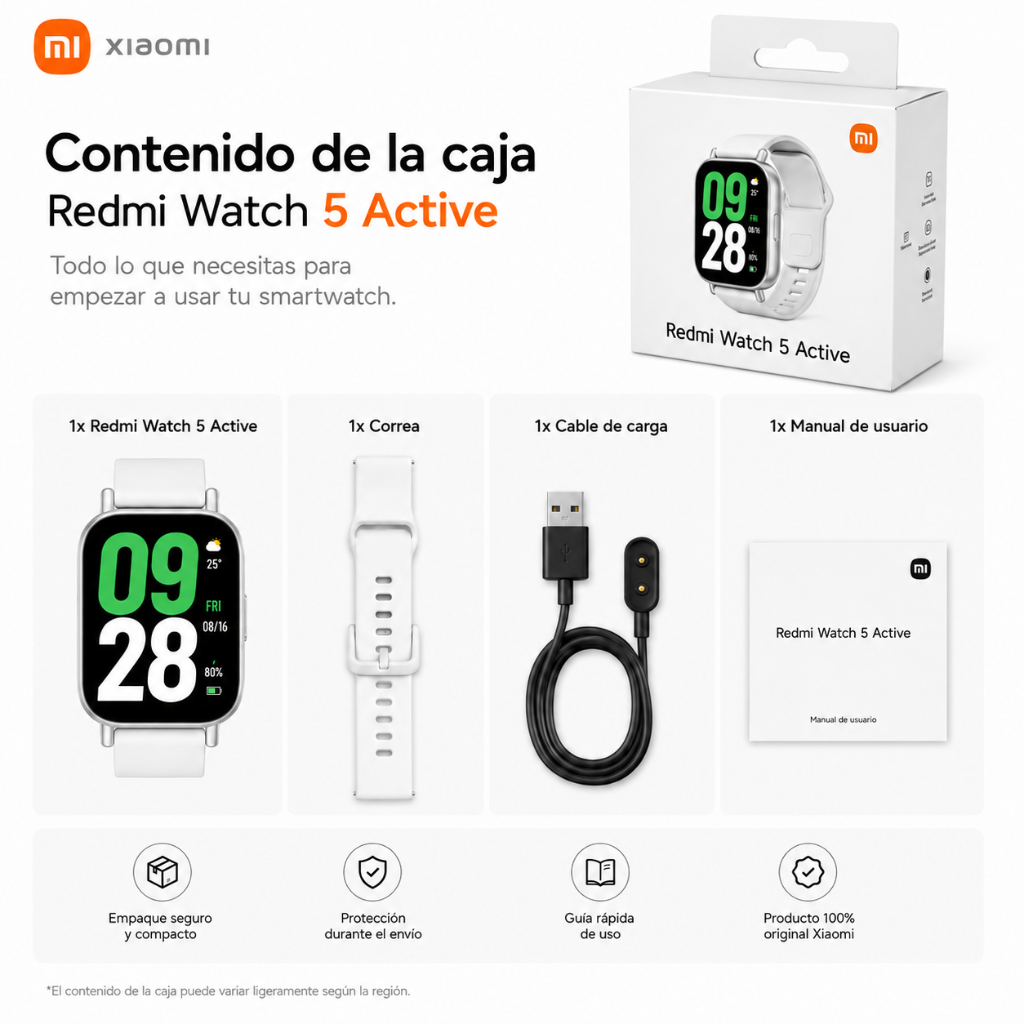 SMARTWATCH REDMI WATCH 5 ACTIVE (PLATA) + POWER BANK G-TIDE P1 10000Mha (BLANCO) + AUDIFONOS G-TIDE H21 (PLATA)