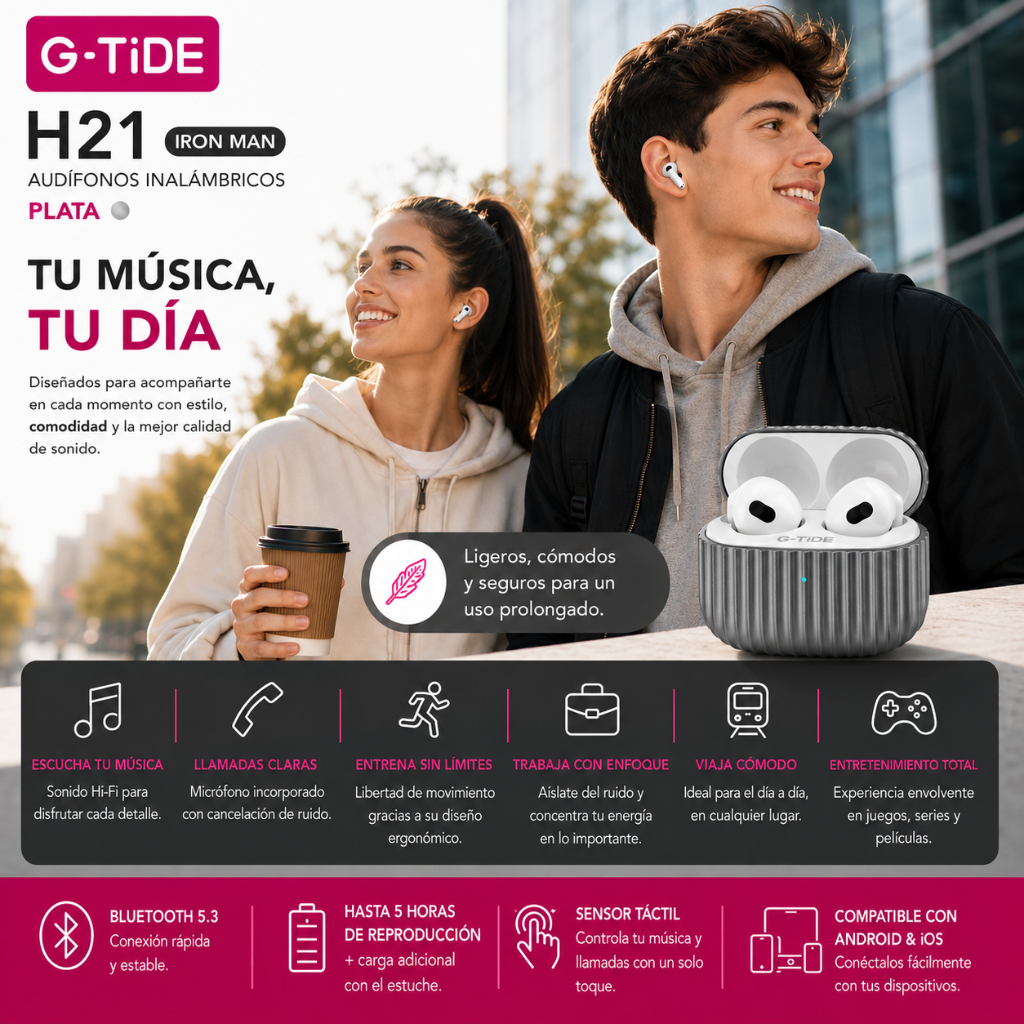 SMARTWATCH REDMI WATCH 5 ACTIVE (PLATA) + POWER BANK G-TIDE P1 10000Mha (BLANCO) + AUDIFONOS G-TIDE H21 (PLATA)