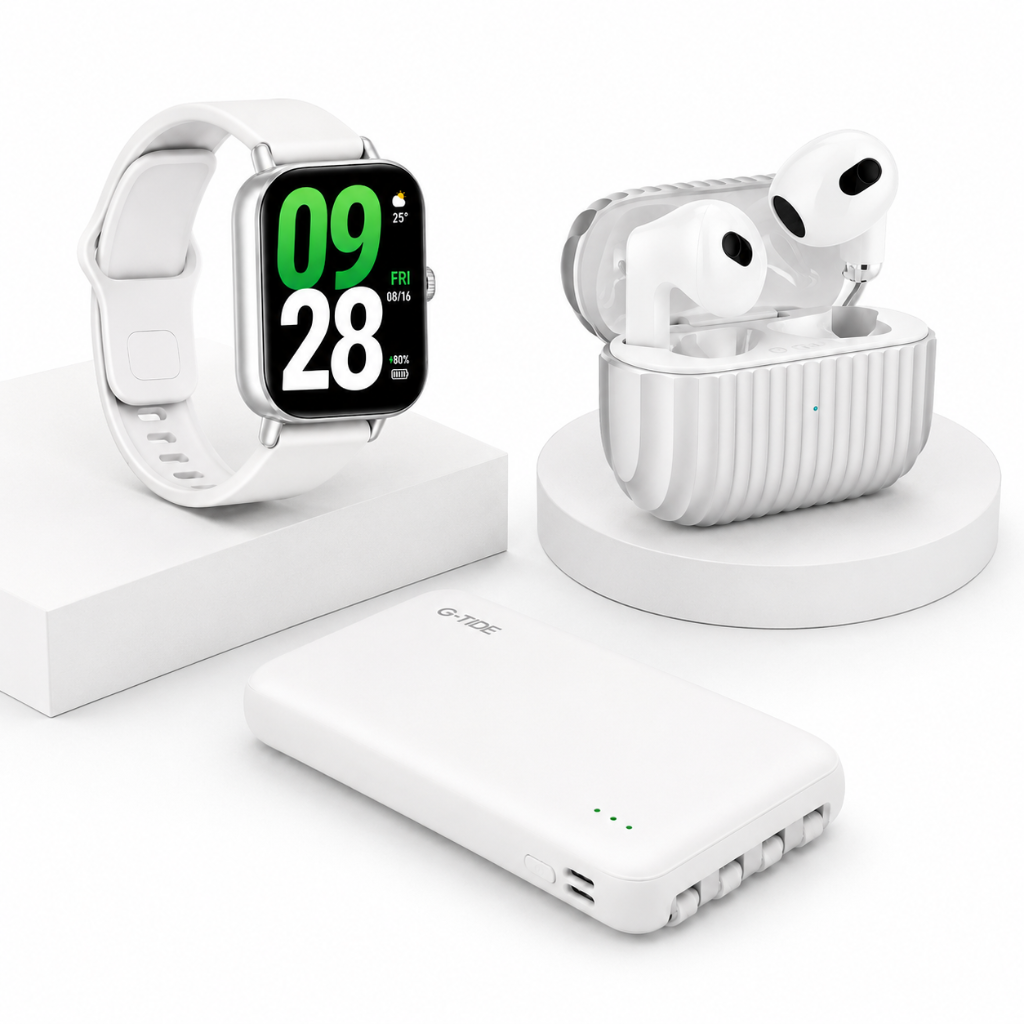 SMARTWATCH REDMI WATCH 5 ACTIVE (PLATA) + POWER BANK G-TIDE P1 10000Mha (BLANCO) + AUDIFONOS G-TIDE H21 (PLATA)
