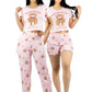 Pijama De 3 Piezas Mujer Pantalon Short Y Playera A Juego
