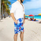 Traje de Baño Hombre Estampado Trajes de Baño de Playa de Secado Rápido con Forro de Mallas, Bañador Corto para Playa, Natación o Piscina