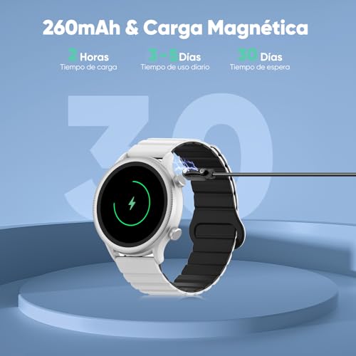 Smartwatch para Mujer/Hombre FreshFun 2024  con Llamada Bluetooth, Reloj Inteligente IP67 con Pantalla 1.39in, Pulsera Deportiva con Monitoreo de Ritmo Cardíaco, Presión Arterial, Sueño, Blanco