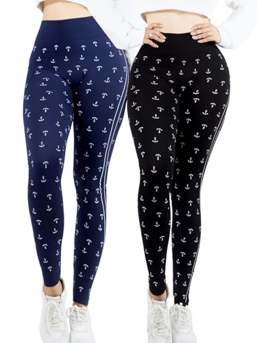 Set De 2 Leggings Casual o Deportivos De Cintura Alta De Mujer En Color Sólido