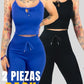 Set De 2 Conjunto Deportiva Mujer Short Y Blusa Stretch Fit Push Up