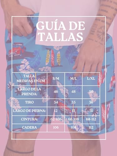 Traje de Baño Hombre Estampado Trajes de Baño de Playa de Secado Rápido con Forro de Mallas, Bañador Corto para Playa, Natación o Piscina