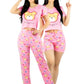 Pijama De 3 Piezas Mujer Pantalon Short Y Playera A Juego