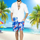 Traje de Baño Hombre Estampado Trajes de Baño de Playa de Secado Rápido con Forro de Mallas, Bañador Corto para Playa, Natación o Piscina