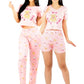 Pijama De 3 Piezas Mujer Pantalon Short Y Playera A Juego