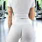 CONJUNTO DEPORTIVO DE MUJER DE SHORT Y BLUSA STRETCH PUSH UP