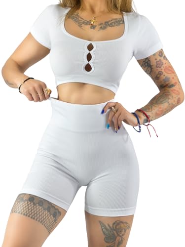 CONJUNTO DEPORTIVO DE MUJER DE SHORT Y BLUSA STRETCH PUSH UP