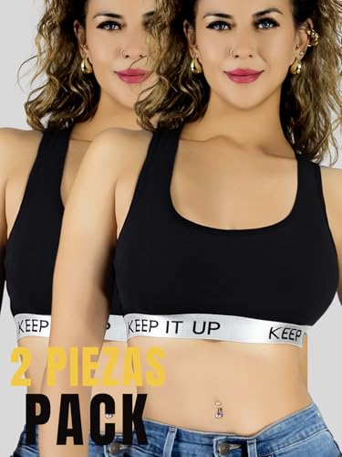 Set de 2 Bras Mujer con Copas Push Up Peto Medio Comodidad Sin Varilla