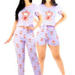 Pijama De 3 Piezas Mujer Pantalon Short Y Playera A Juego