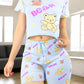Pijama De 3 Piezas Mujer Pantalon Short Y Playera A Juego