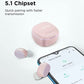 Audífonos Inalámbricos Bluetooth 5.3 HTC   Wireless Earbuds con micrófono Incorporado Control Táctil con Graves Profundos para Llamadas, Oficina, Deporte (Rosa)
