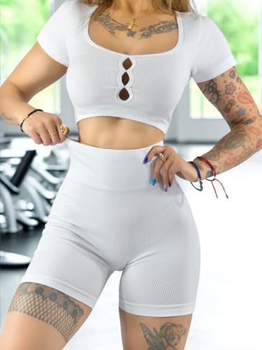 CONJUNTO DEPORTIVO DE MUJER DE SHORT Y BLUSA STRETCH PUSH UP